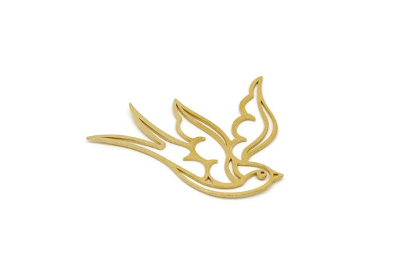 Brass Bird Charm,2 Pieces Raw Brass Bird Shaped Charms, Findings (35x41x0.60mm) SMP2809