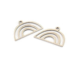 Semi Circle Charm, 24 Antique Silver Plated Brass Semi Circle Charms With 1 Loop, Pendant Charms (18x12x0.60mm) A3178
