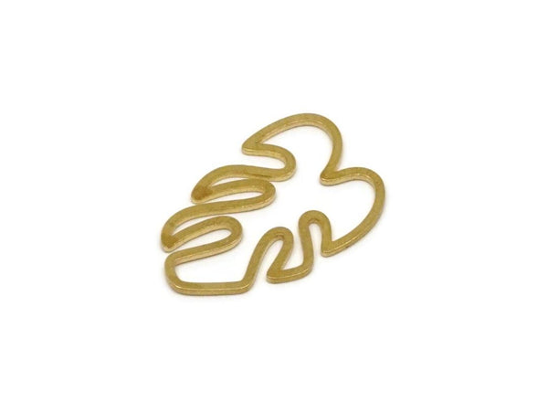 Brass Monstera Charm, 6 Raw Brass Monstera Leaf Shaped Charms, Pendant, Earring Findings (24x16.5x0.80mm) SMP2874