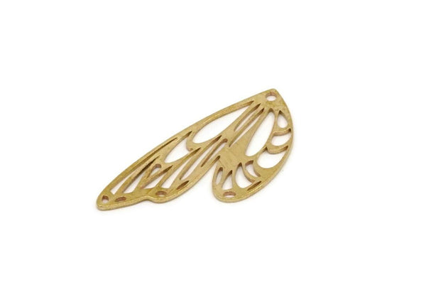 Brass Wing Charm, 6 Raw Brass Wing Charms With 1 Hole, Findings (30x14x0.80mm) SMP2875