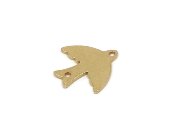 Brass Bird Charm, 4 Pieces Raw Brass Bird Charms With 2 Holes, Connector Findings, Earring Charms (15x15x0.80mm) SMP2862