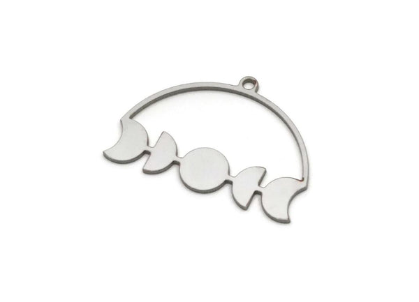 Steel Moon Charm, 2 Pieces Stainless Steel Moon Phases Charms With 1 Loop, Earring Findings (20x28x0.80mm) SMP2823