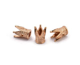 Rose Gold Beads, 3 Rose Gold Plated Crowns Beads (11x9mm) R075 Q0210