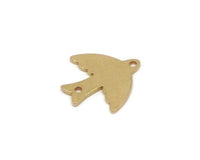 Brass Bird Connector, 24 Raw Brass Bird Connectors With 2 Holes, Charms, Findings (15x0.60mm) B0329