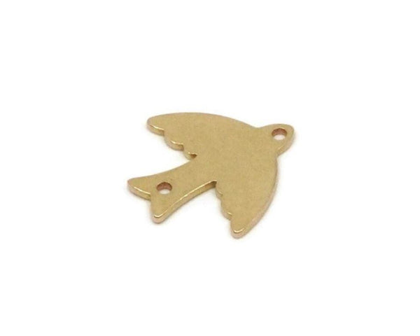 Brass Bird Connector, 24 Raw Brass Bird Connectors With 2 Holes, Charms, Findings (15x0.60mm) B0329