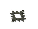 Silver Ethnic Charm, 12 Oxidized Black Brass Ethnic Motif Charms With 2 Loops, Earring Charms, Connectors (18x18x0.60mm) A3392