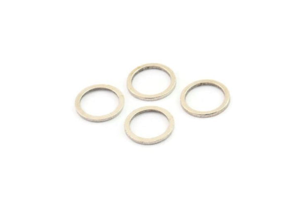 10mm Circle Connectors - 50 Antique Silver Plated Brass Circle Connectors (10x1x0.80mm) A6167