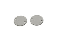 Steel Round Charm, 4 Pieces Stainless Steel Round Charms With 2 Holes, Geometric Findings (13x0.80mm) SMP2881