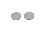Steel Round Charm, 4 Pieces Stainless Steel Round Charms With 2 Holes, Geometric Findings (13x0.80mm) SMP2881