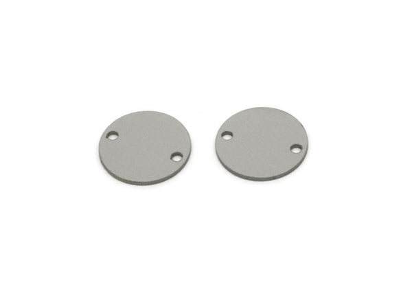 Steel Round Charm, 4 Pieces Stainless Steel Round Charms With 2 Holes, Geometric Findings (13x0.80mm) SMP2881
