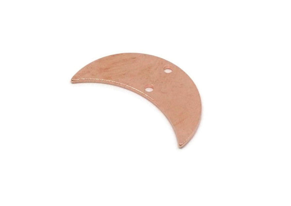 Copper Moon Charm, 2 Pieces Raw Copper Crescent Moon Charms With 2 Holes, Earring Finding (13x23x0.80mm) SMP2864