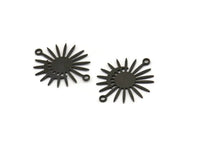 Black Sun Charm, 12 Oxidized Black Brass Moon And Sun Charms With 2 Loops, Connectors (24x20x0.60mm) A3198 H0834