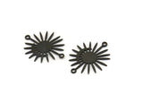 Black Sun Charm, 12 Oxidized Black Brass Moon And Sun Charms With 2 Loops, Connectors (24x20x0.60mm) A3198 H0834