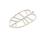 Silver Leaf Charm, 4 Antique Silver Plated Brass Leaf Charms With 1 Loop, Leaf Earrings (43x25x0.80mm) SMP1554 A3928