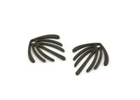 Black Fringed Charm, 24 Oxidized Black Brass Fringed Charms With 1 Hole (15x14x0.60mm) A3193 H0943