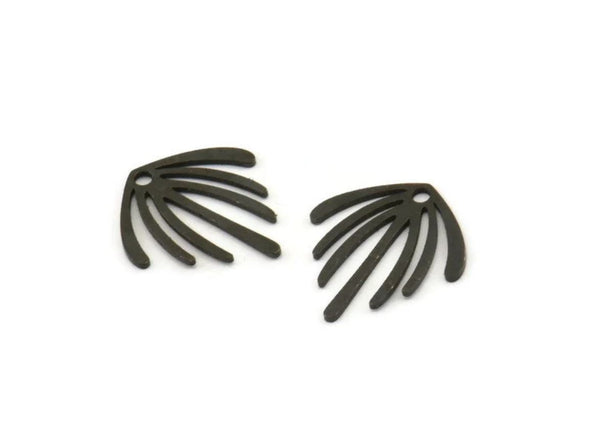 Black Fringed Charm, 24 Oxidized Black Brass Fringed Charms With 1 Hole (15x14x0.60mm) A3193 H0943