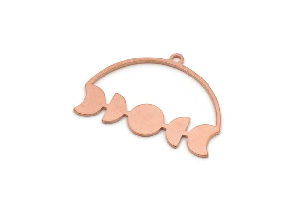 Copper Moon Charm, 2 Pieces Raw Copper Moon Phases Charms With 1 Loop, Earring Findings (20x28x0.80mm) SMP2823