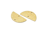 Brass Semi Circle, 24 Raw Brass Textured Half Moon Connector With 2 Holes, Charms, Pendants (21x10.5x0.80mm) D0615