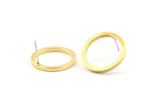 Brass Circle Earring, 8 Raw Brass Circle Stud Earrings (20x1.5x1.5mm) E008 A1265