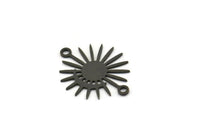 Black Sun Charm, 12 Oxidized Black Brass Moon And Sun Charms With 2 Loops, Connectors (20x16x0.60mm) A3195 H0076