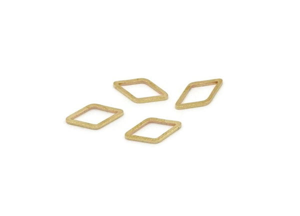 Brass Diamond Charm 24 Raw Brass Tiny Diamond Ring Charms, Connector Findings (10x5x0.80mm) SMP2876