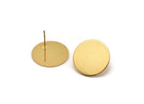 Gold Circle Earring, 2 Gold Plated Brass Circle Stud Earrings (21x0.90mm) M966 A2016