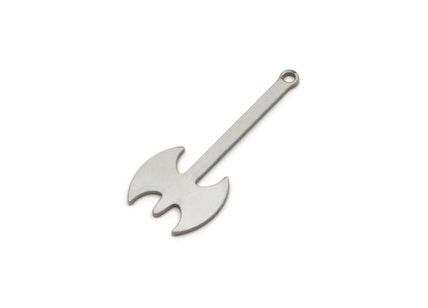 Steel Axe Charm, 50 Stainless Steel Axe Charms With 1 Loop, Earring Charm, Axe Findings (30x13x0.80mm) SMP2829