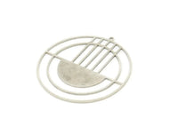 Silver Geometric Charm, Antique Silver Plated Brass Circle Charms, Silver Charms for Jewelry Making (44x42x0.80mm) SMP1417 A3274