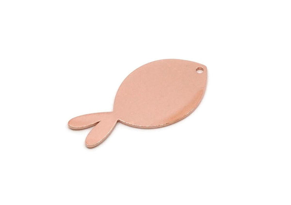 Copper Fish Charm, 2 Pieces Raw Copper Fish Charms With 1 Hole, Findings (30x15x0.80mm) SMP2847 SY0360