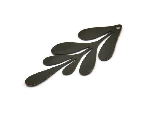 Black Leaf Charm, 2 Oxidized Black Brass Leaf Charms With 1 Hole, Charm Pendants (63x27x0.60mm) A3151 H0858