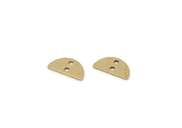 Semi Circle Charm, 24 Raw Brass Tiny Half Moon Charms With 2 Holes, Connector Findings (4x8x0.60mm) SMP2877