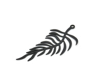 Black Leaf Charm, 6 Oxidized Black Brass Branch Charms With 1 Loop, Charm Pendants (47x21x0.60mm) A3437 Q0202