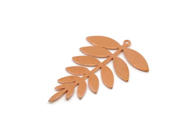 Copper Leaf Charm, 2 Pieces Raw Copper Branch Charms With 1 Loop, Findings (37x24.5x0.80mm) SMP2806