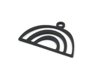 Semi Circle Charm, 24 Oxidized Black Brass Semi Circle Charms With 1 Loop, Pendant Charms (18x12x0.60mm) A3178