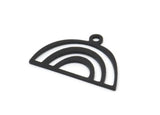 Semi Circle Charm, 24 Oxidized Black Brass Semi Circle Charms With 1 Loop, Pendant Charms (18x12x0.60mm) A3178