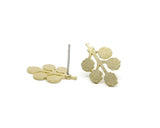 Brass Flower Earring, 8 Raw Brass Flower Shaped Stud Earrings (18x11x0.80mm) A2690
