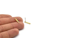 Earring Studs, 12 Raw Brass - Bar Earrings - Brass Bar Earrings With 1 Hole - Earrings (15x2x1mm) A0856 A6578