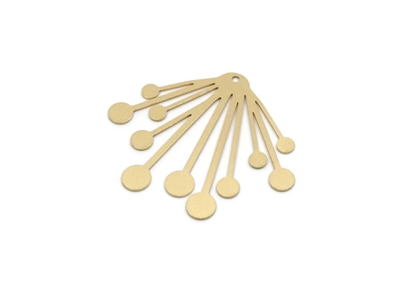 Brass Fringed Charm, 1 Pieces Raw Brass Fringed Shaped Charms With 1 Hole (34x41x0.60mm) SMP2834