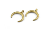 Brass Moon Charms, 2 Raw Brass Crescent Moon Charms With 1 Loop, Pendants, Earrings, Findings (18x17.5mm) E094