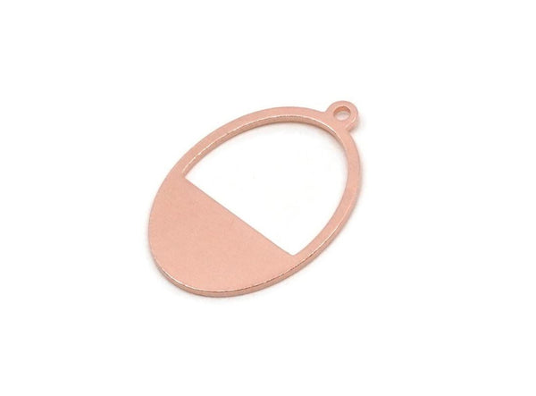 Copper Oval Charm, 1 Pieces  Raw Copper Marquise Charms With 1 Loop, Earring Charms, Findings (24x16x0.80mm) SMP2843