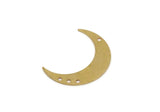 Brass Moon Charm, 6 Raw Brass Crescent Moon Charms With 4 Holes, Earring Findings (27x7x0.80mm) SMP2873