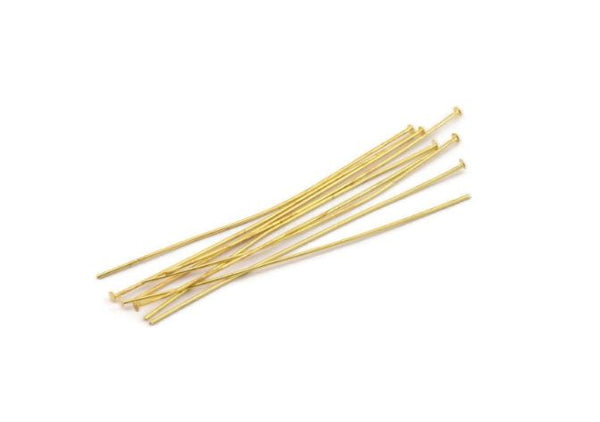 100 Raw Brass Head Pin, Findings (80x0.85mm) BRC058