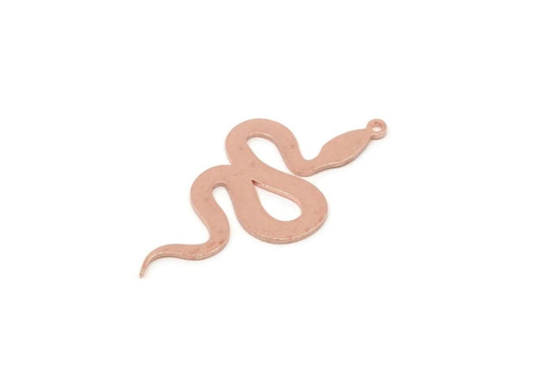 Copper Snake Charm, 2 Pieces Raw Copper Snake Charms With 1 Loop, Earring Findings (39x20x0.80mm) SMP2870