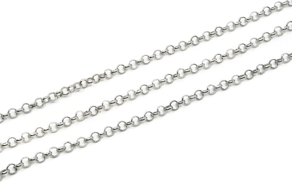 Silver Rolo Chain, Silver Tone Brass Rolo Belcher Chain, Link Chain (5mm) BS 1019