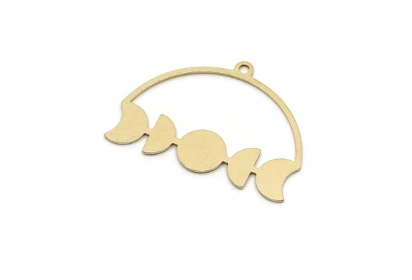 Brass Moon Charm, 2 pieces Raw Brass Moon Phases Charms With 1 Loop, Earring Findings (20x28x0.60mm) SMP2823