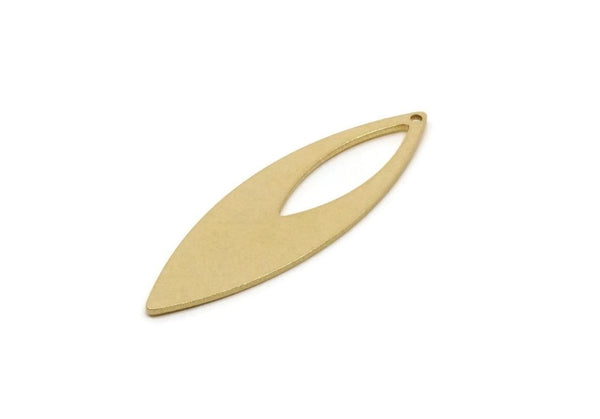 Brass Marquise Charm, 4 Raw Brass Marquise Shaped Charms With 1 Hole, Earring Findings (40x12x0.80mm) SMP2821