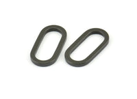 Black Oval Connector, 8 Oxidized Brass Black Oval Connectors, Charms, Findings (22x1.5x1.5mm) E005