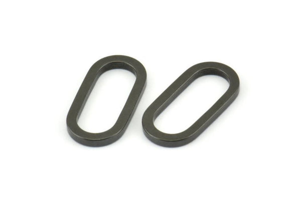 Black Oval Connector, 8 Oxidized Brass Black Oval Connectors, Charms, Findings (22x1.5x1.5mm) E005
