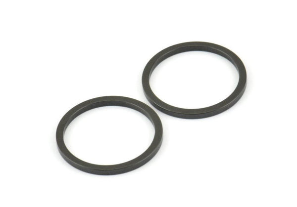 25mm Circle Connectors, 8 Oxidized Black Brass Circle Connectors (25x2x2mm) E009