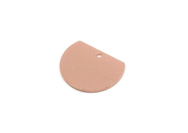 Semi Circle Charm, 2 Pieces Raw Copper Half Moon Charms With 1 Hole, Stamping Tag, Earring Charms, Findings (14x18x0.80mm) SMP2839